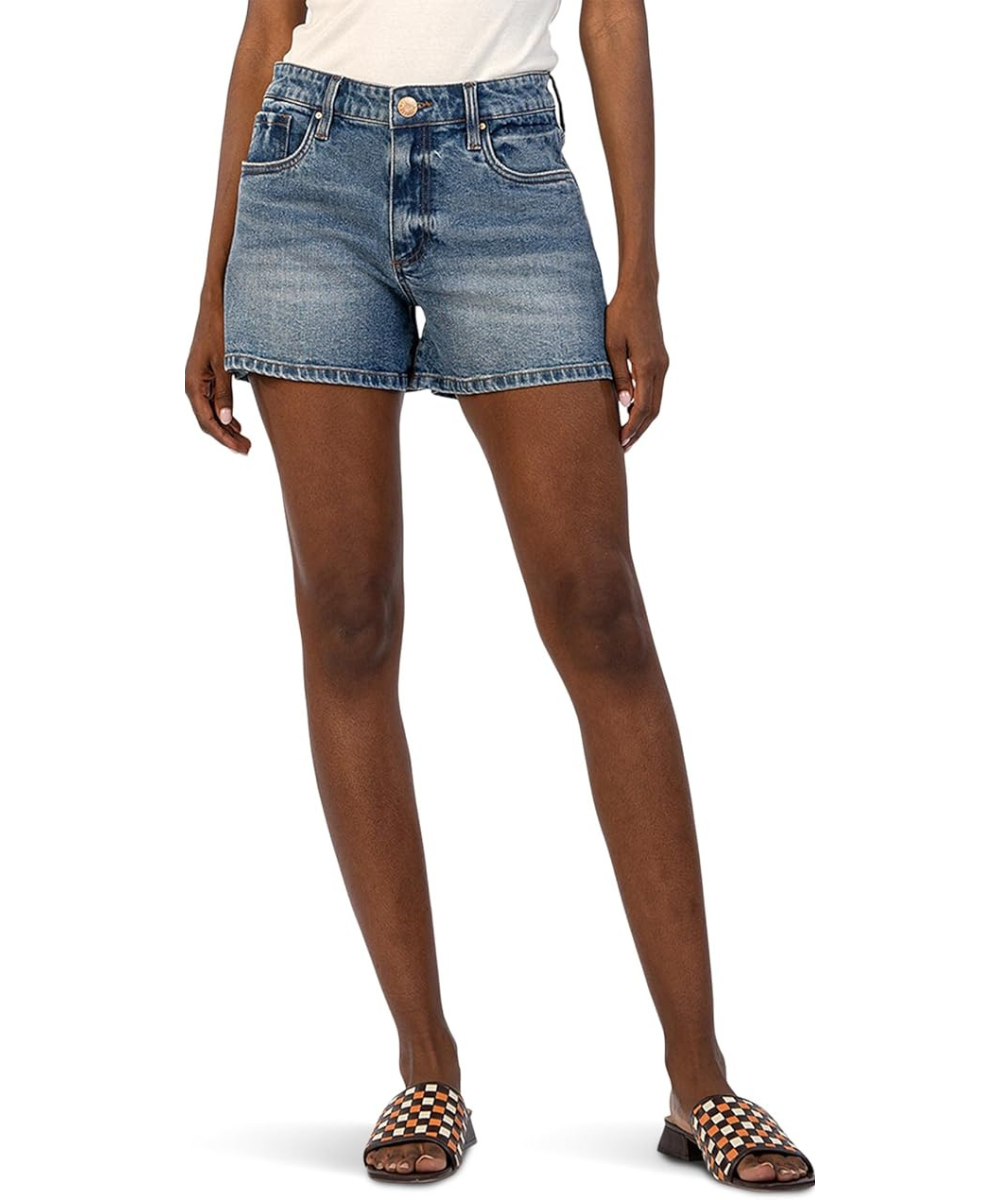 Kut from the Kloth Jane high-rise denim shorts front view
