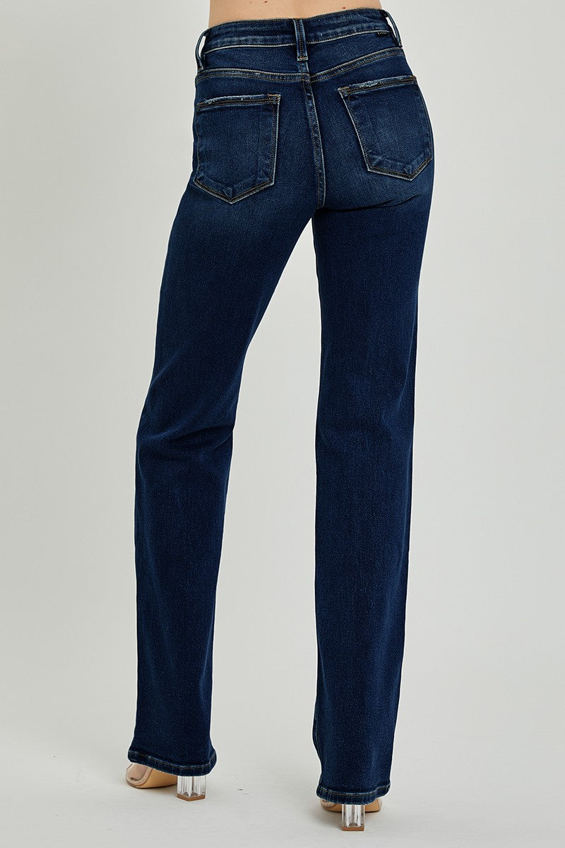 Mia Mid Rise Long Straight Jeans by Risen Jeans RDP5509 Dark