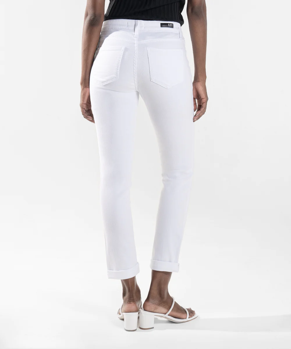 Back pockets on Catherine mid-rise jeans in white