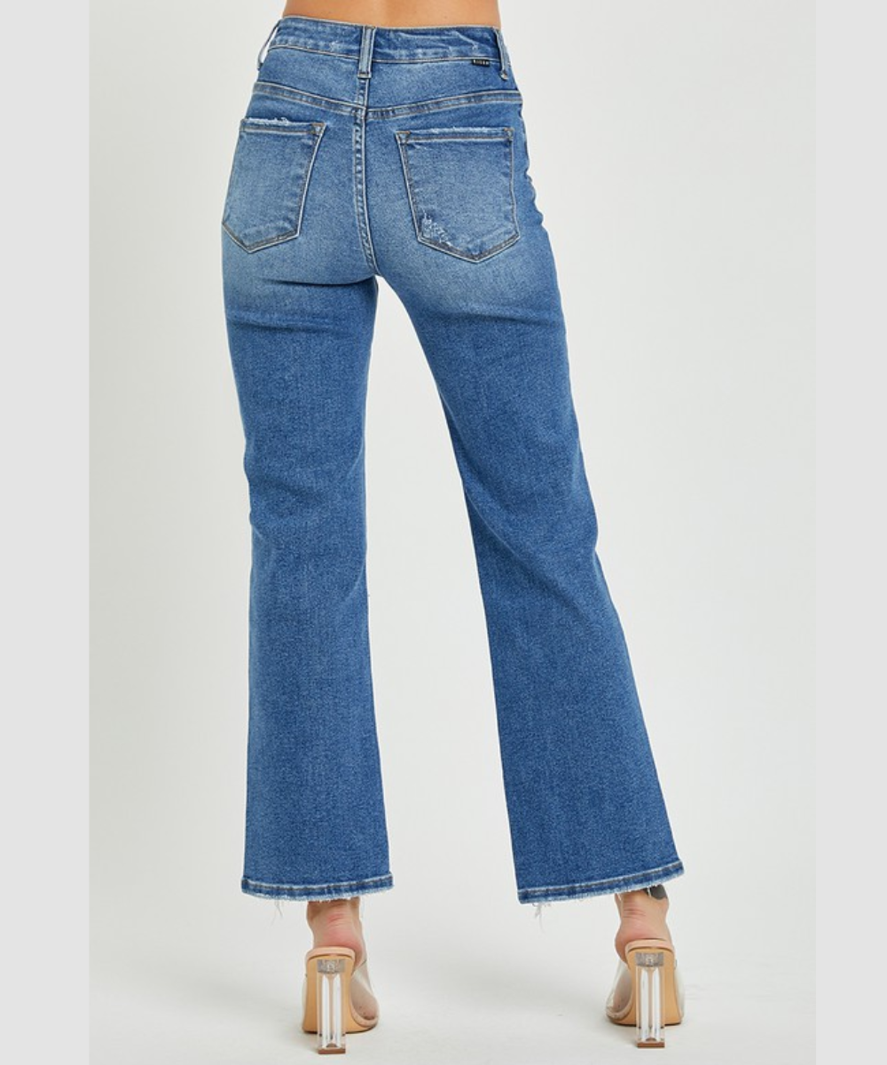 Ellie High Rise Relaxed Straight Jeans Dark by Risen Jeans