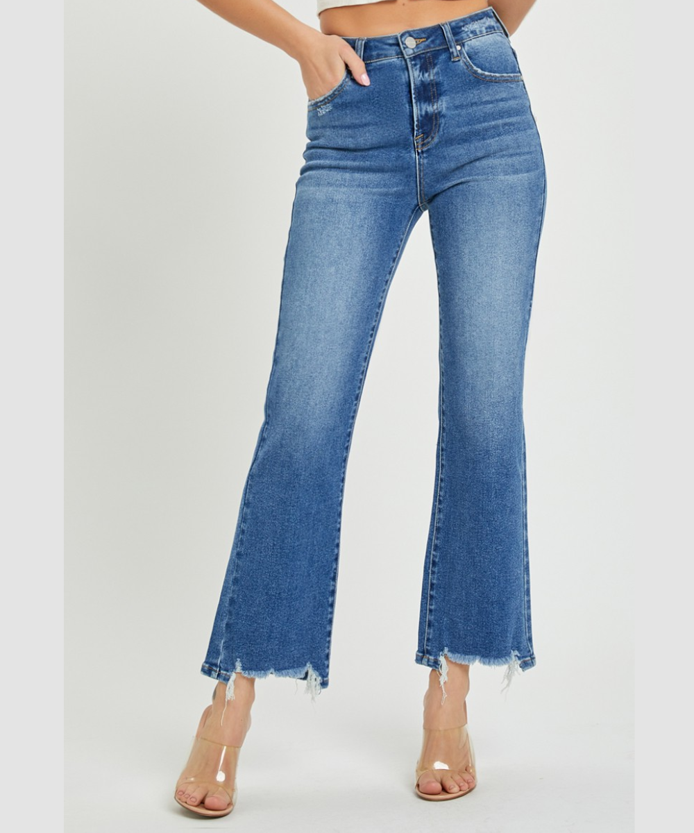 Ellie High Rise Relaxed Straight Jeans Dark by Risen Jeans