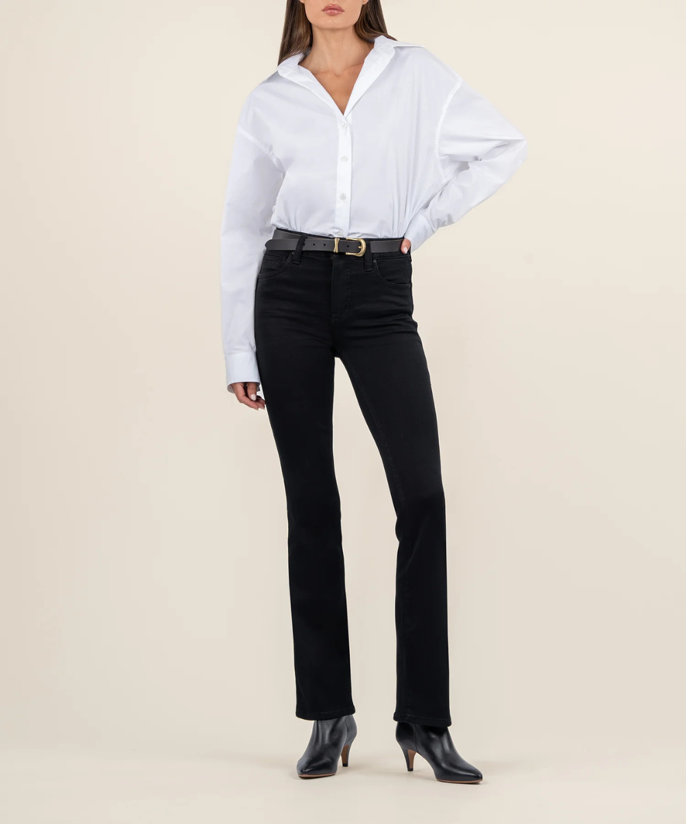 ut from the Kloth Natalie high rise bootcut jeans front view in black