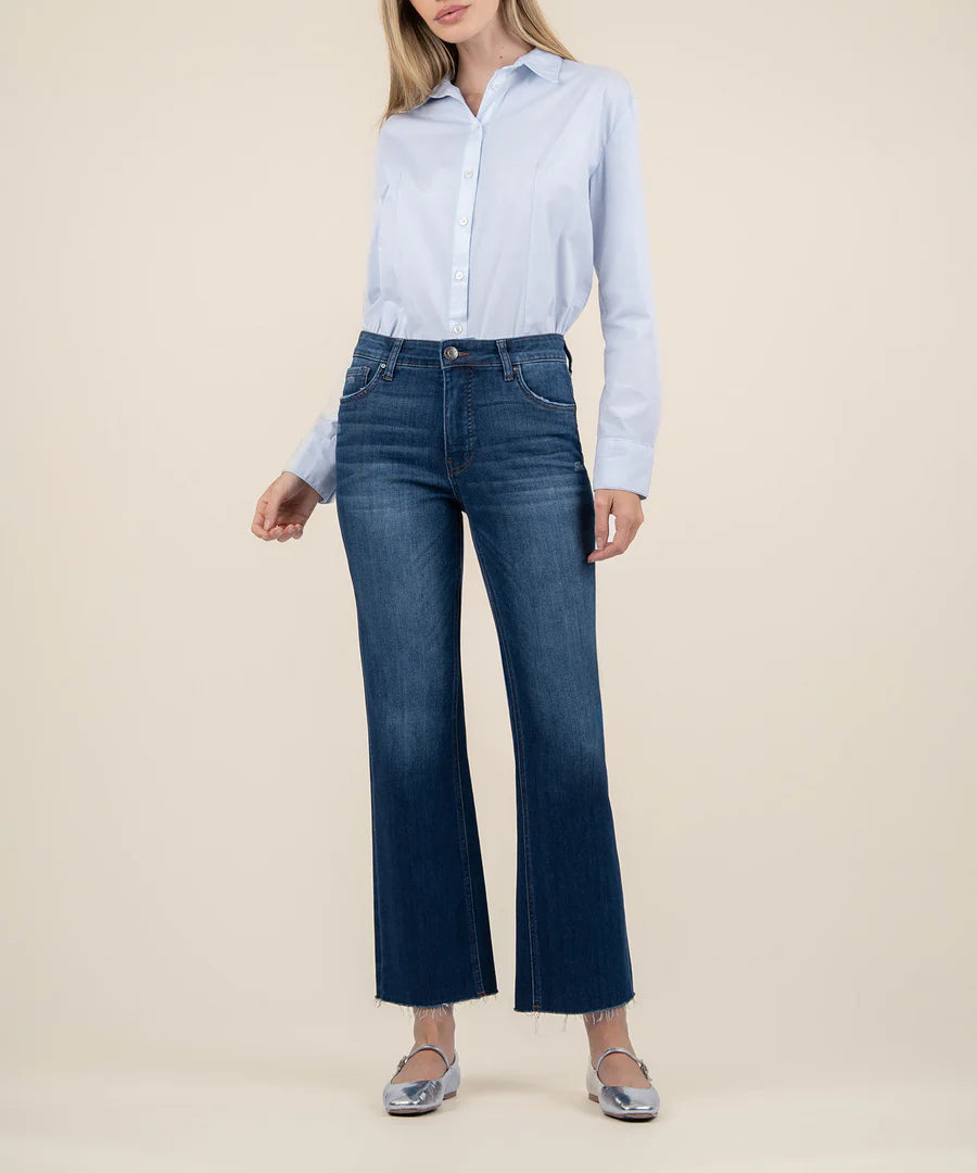 Kelsey High Rise Ankle Flare in Royal by KUT