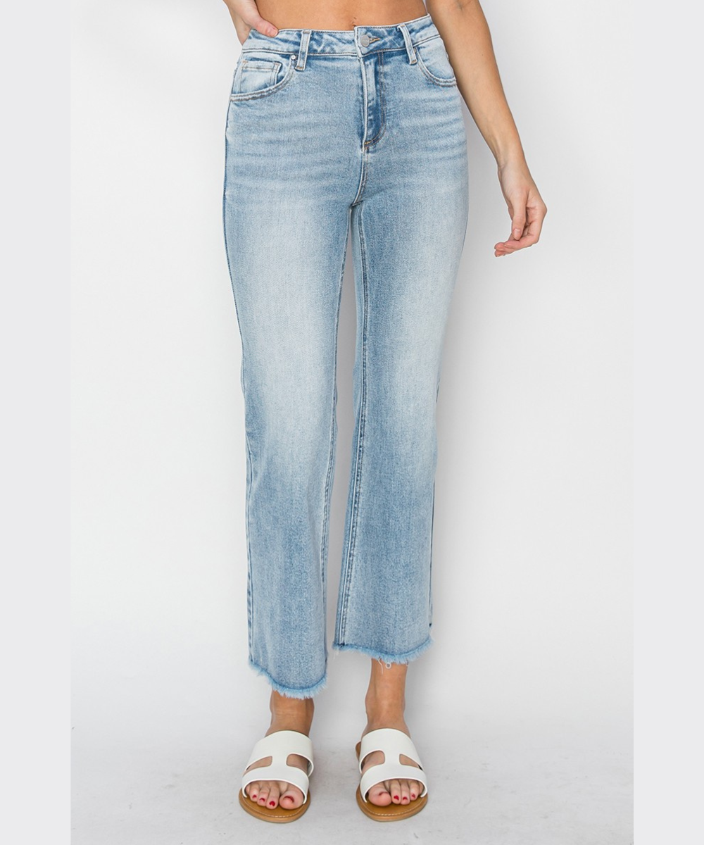 Colette High Rise Crop Straight Jean Light by Risen Jeans