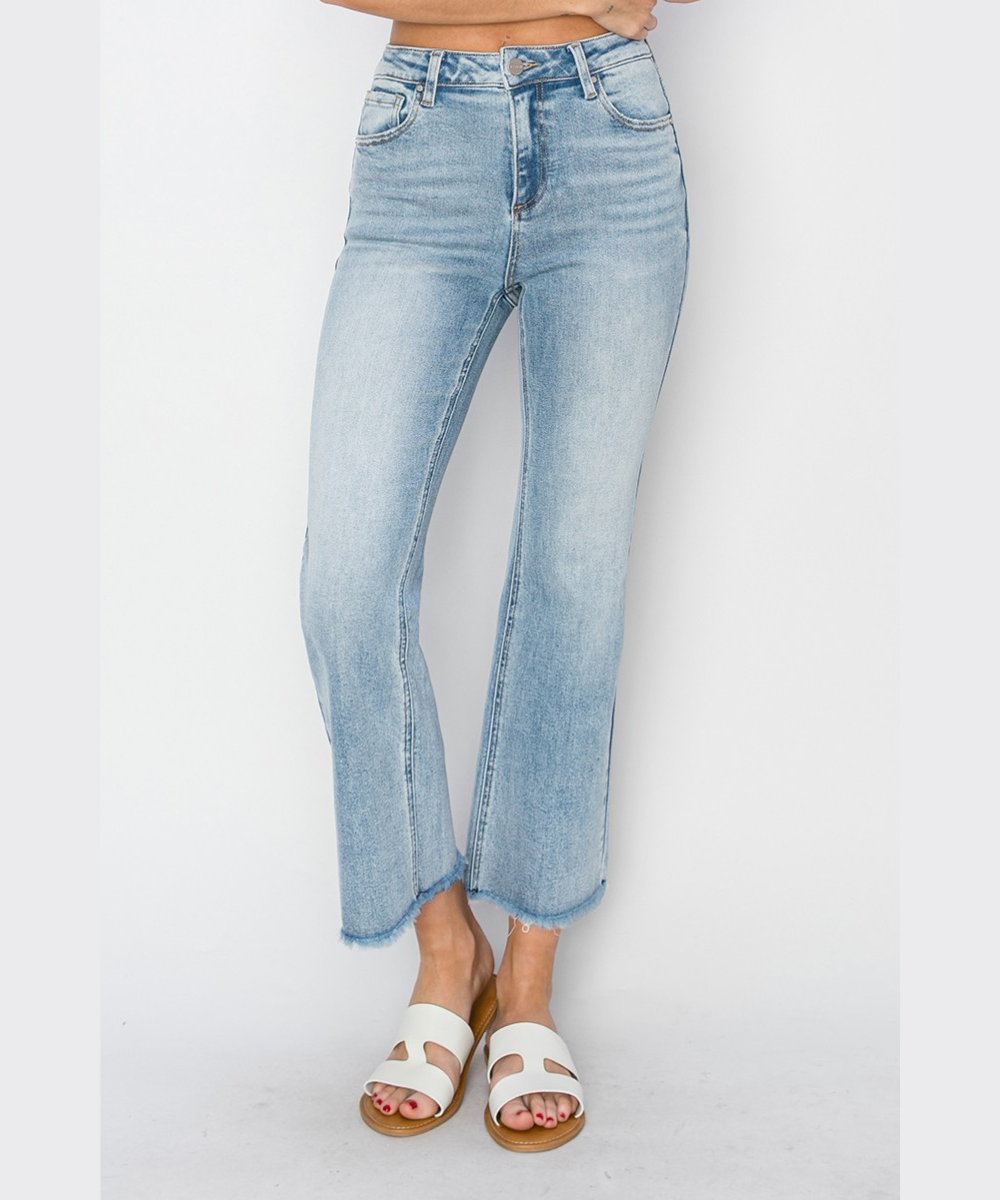 Colette High Rise Crop Straight Jean Light by Risen Jeans