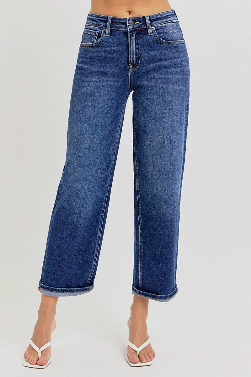 Risen Jeans RDP5976 high rise ankle straight jeans – front view