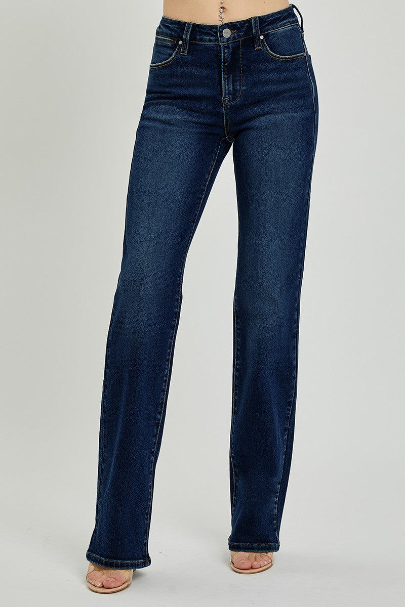 Mia Mid Rise Long Straight Jeans by Risen Jeans RDP5509 Dark