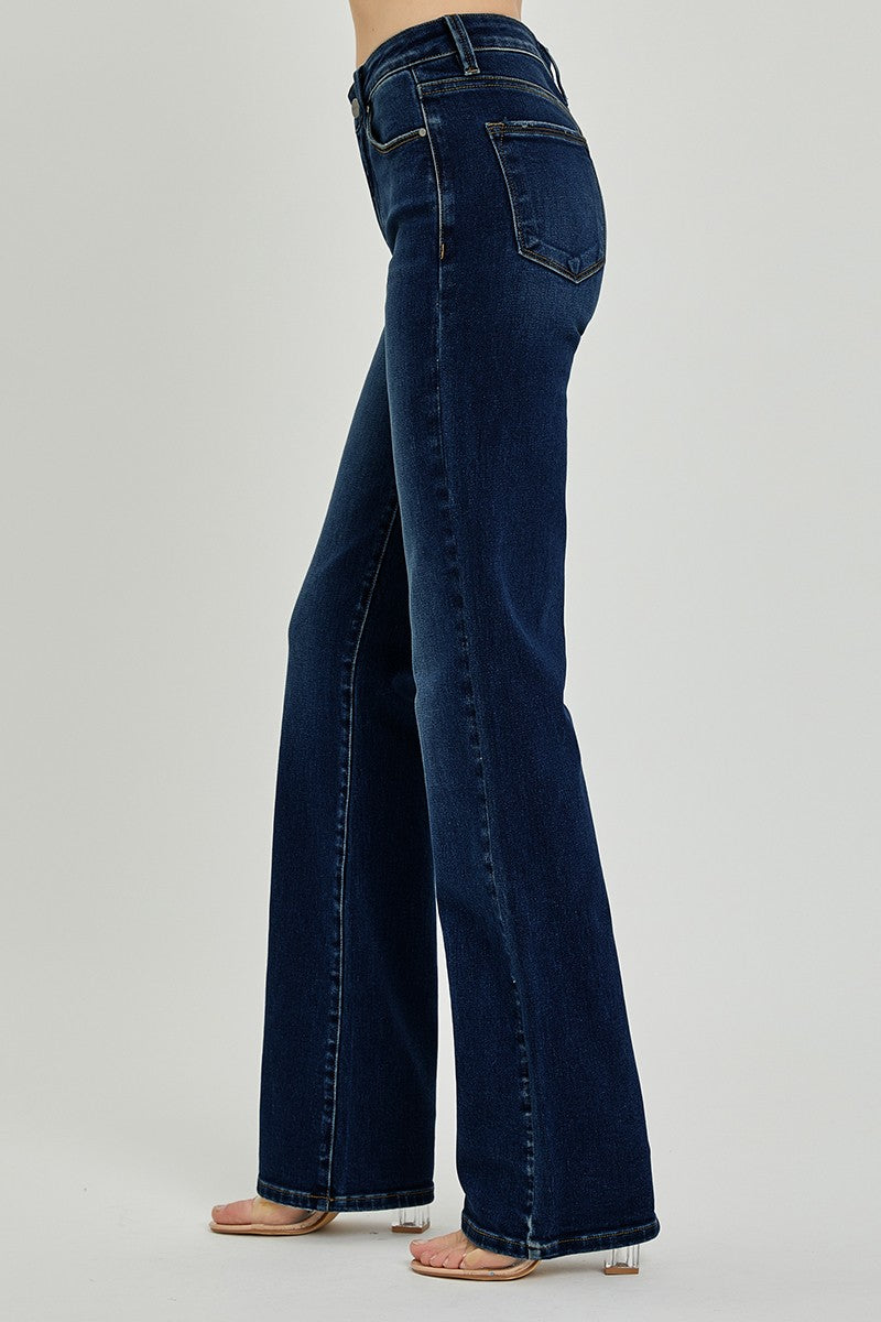 Mia Mid Rise Long Straight Jeans by Risen Jeans RDP5509 Dark