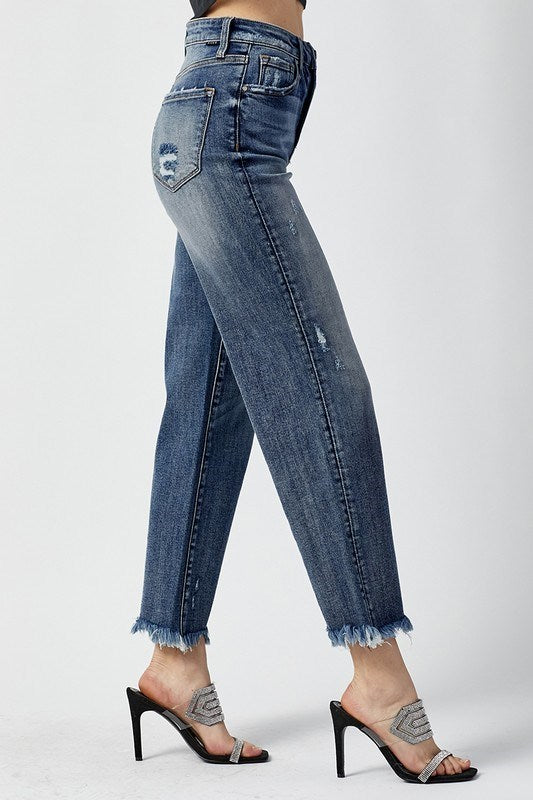 Side view of RDP5116-DARK cropped straight jeans