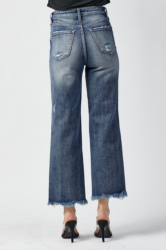 Back view of RDP5116-DARK cropped straight jeans