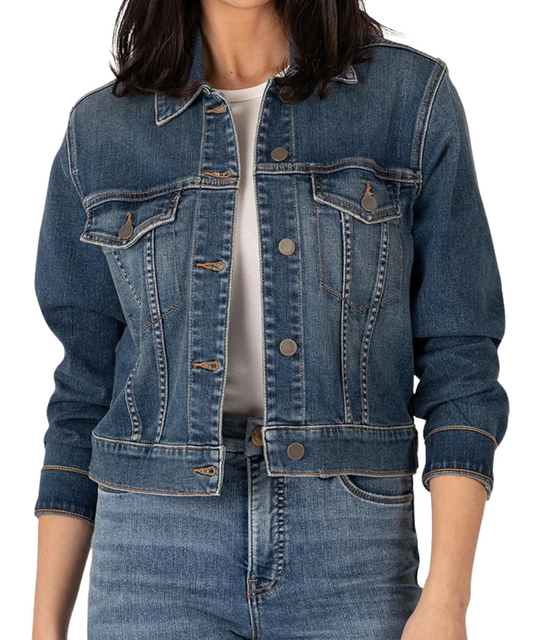 Kut from the Kloth Julia Crop Jacket – Denim (Style KJ1891MA6)