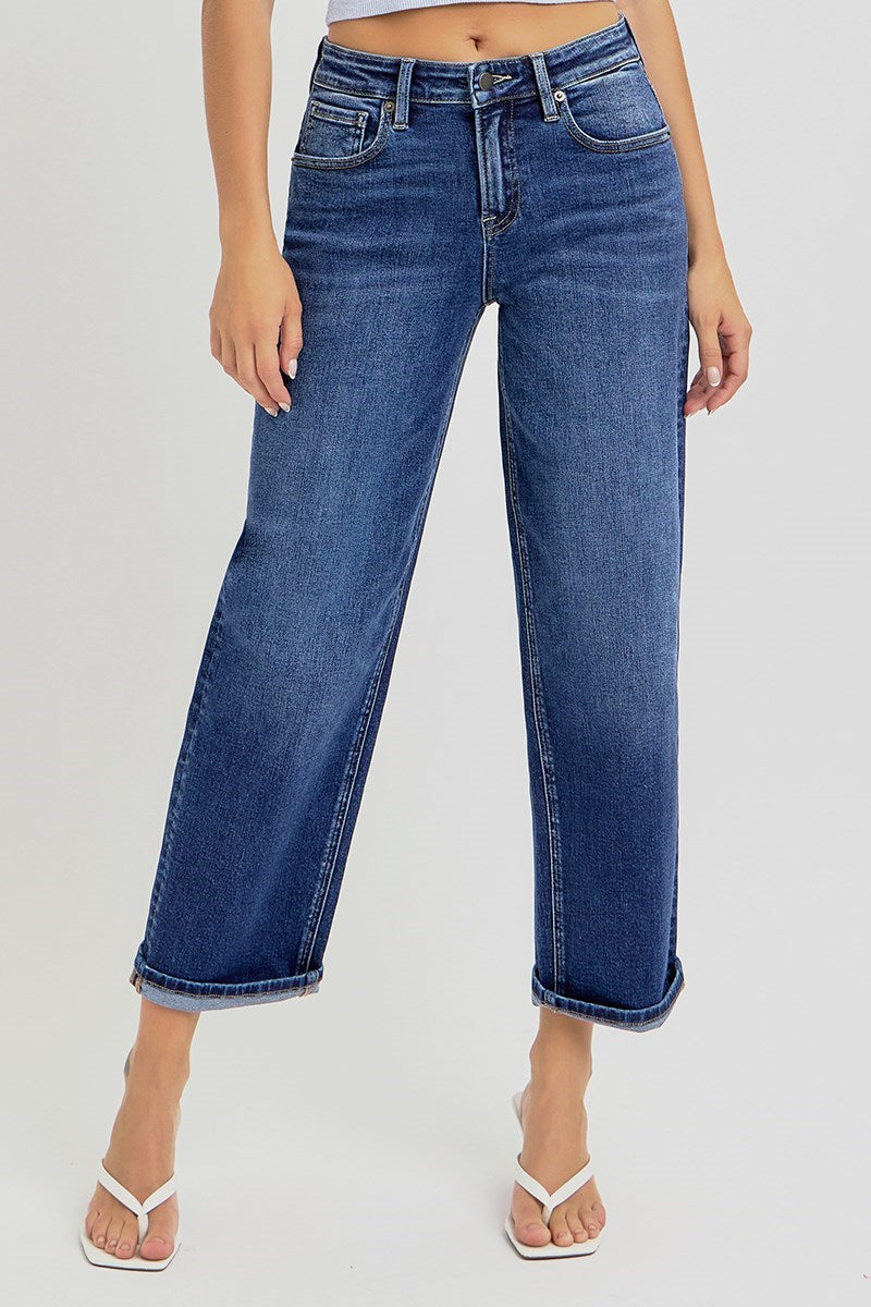 Risen Jeans RDP5976 high rise ankle straight jeans – front view