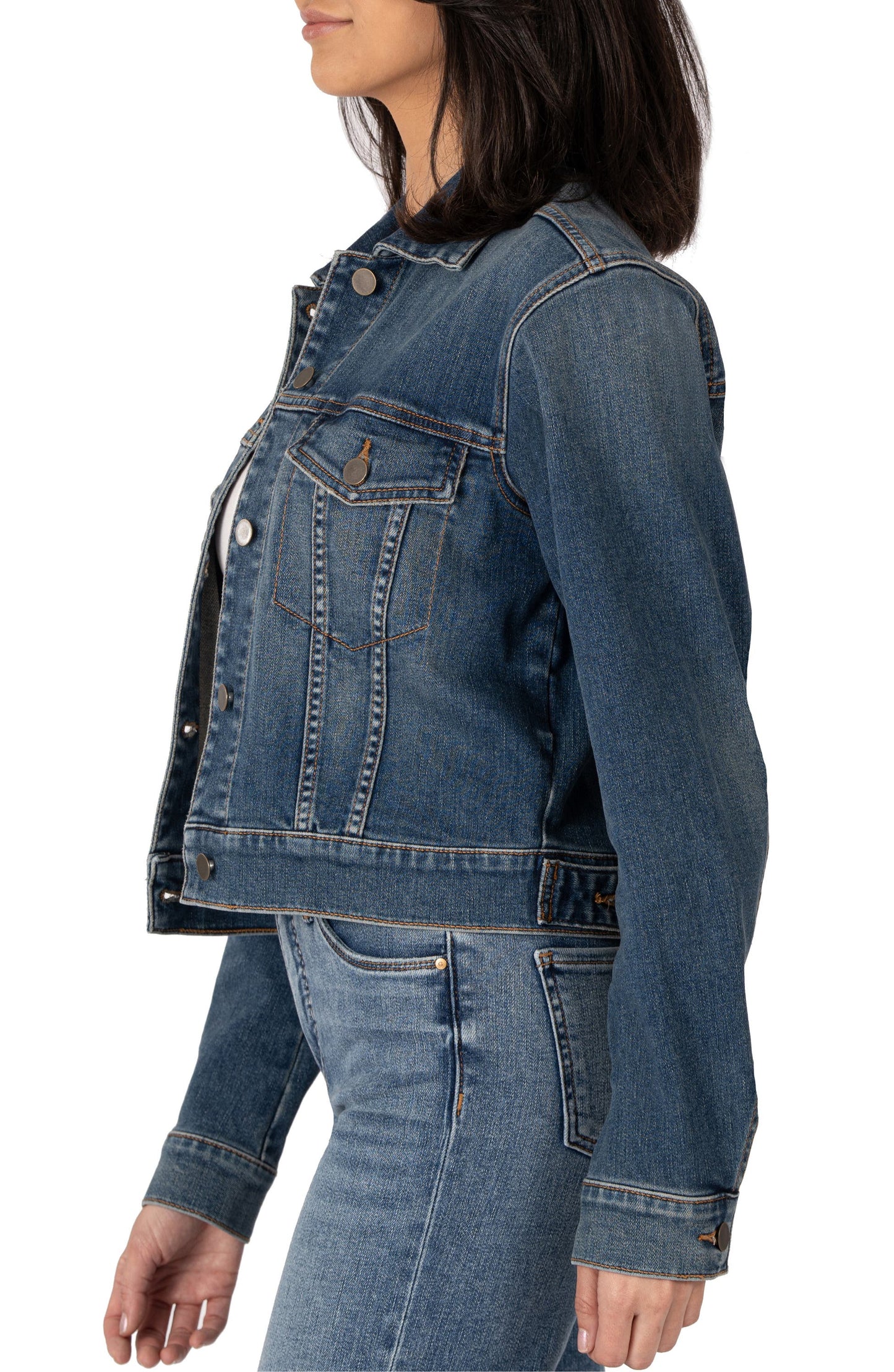 Kut from the Kloth Julia Crop Jacket – Denim (Style KJ1891MA6)